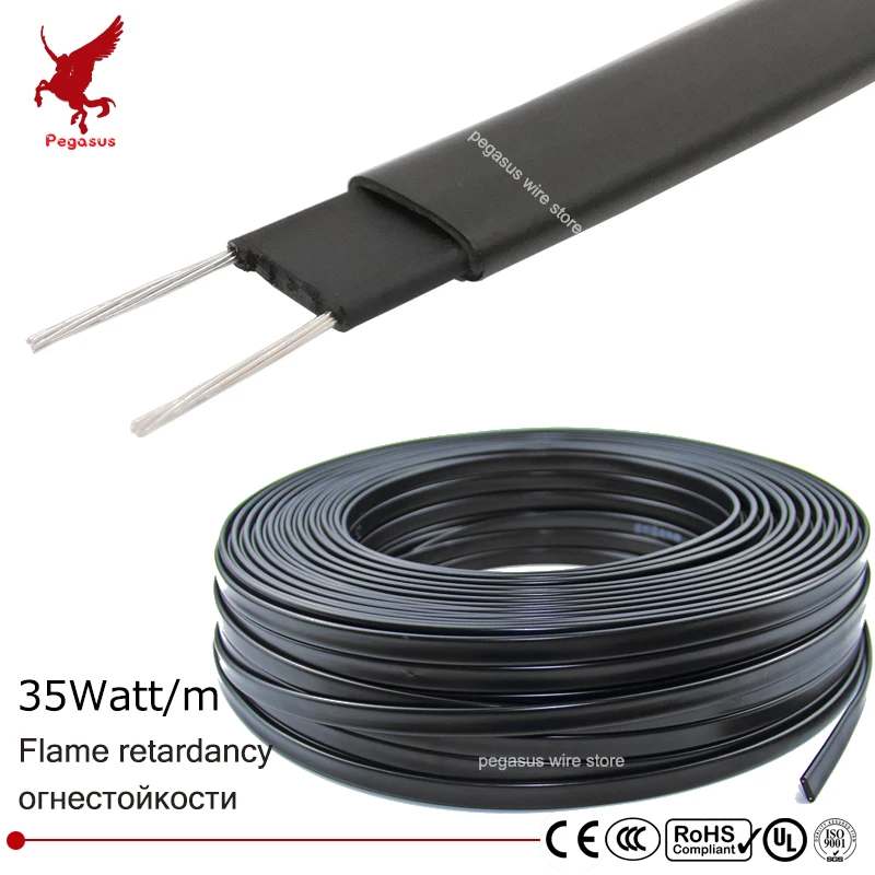 

50m Flame retardant type heating cable W=12mm Self regulat temperature Water pipe protection Roof deicing Heating cable