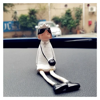 

1PC Cute Girl Car Interior Ornaments Cartoon Plastic Fixed Decoration Car accessory Auto Decor Student Year Black White