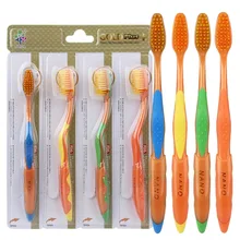 4 шт. Мягкая зубная щетка двойная ультра бамбуковая древесный уголь нано щетка Стоматологическая Уход за полостью рта золотой