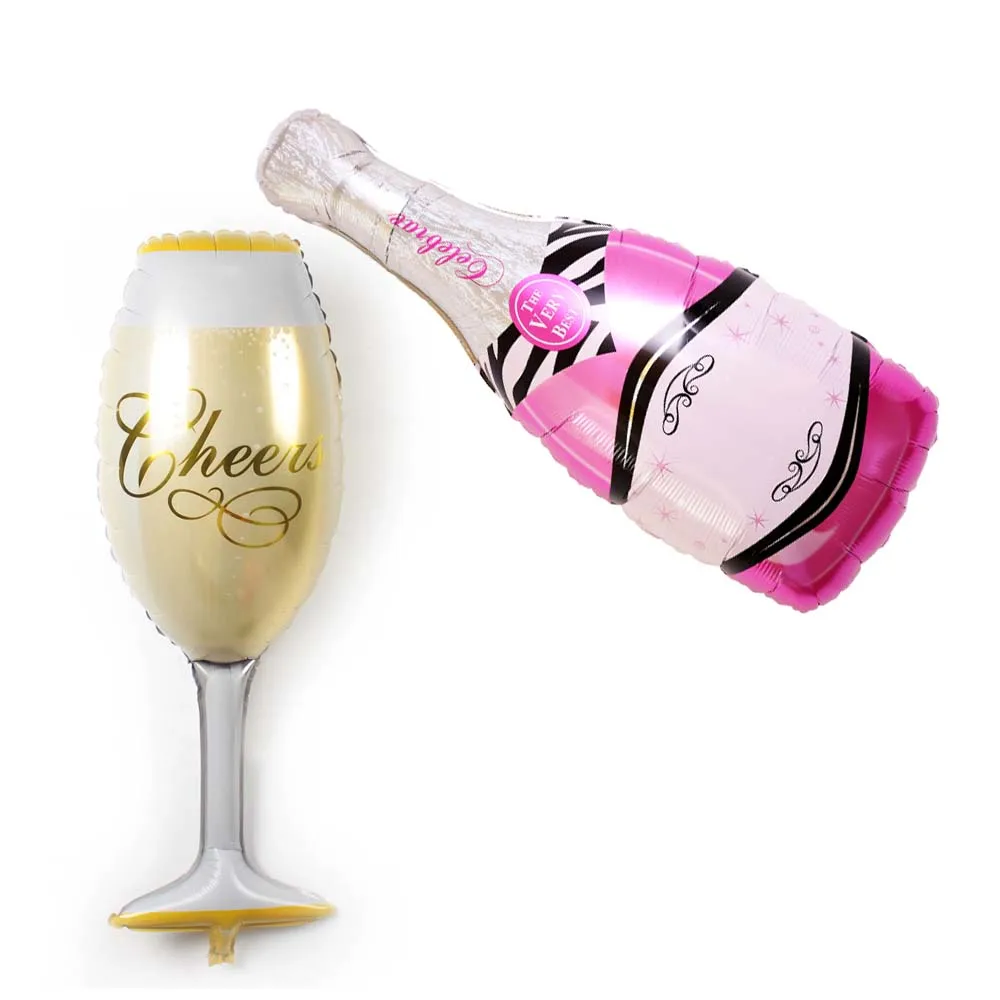 Свадебные юбилейные бутылки вина и чашки балон день рождения надувной шар из алюминиевой фольги украшения подарок шары шампанского