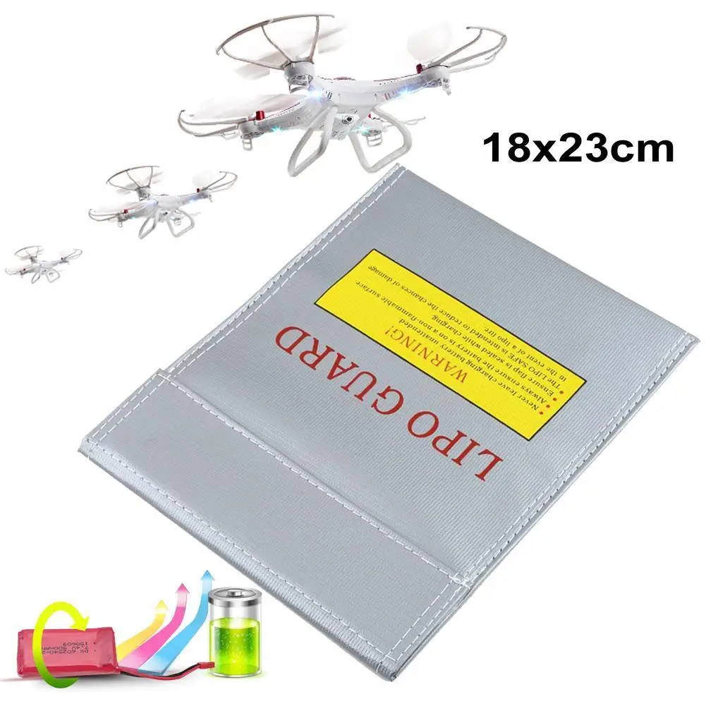 

RC Li-Po Battery Fireproof Safety Guard Safe Bag Charging Sack 18x23cm Silver