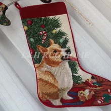 Рождественские носки ручной работы, Новогодний носок для подарков, носки для милых собак 28X43 см