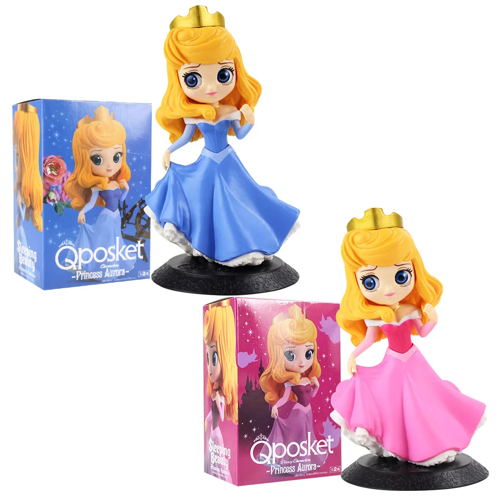 Q Posket Princess Figures Mermaid Ariel Rapunzel Belle QPosket Characters Collectible Modle Dolls Kids Girls Toys Gifts