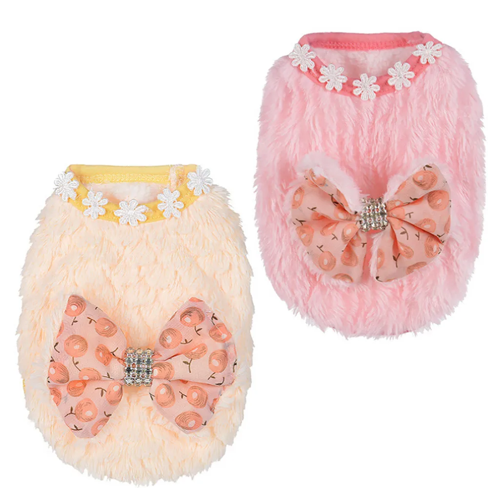 

NEW Cherry Bow Dog Coats Polyester Autumn and Winter Pet Puppy Small Dog Mini Dog Clothes Coat Dog Supplies XXXS-S #4