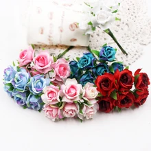 6 шт./лот 2,5 см мини Шелковая Роза искусственная цветок Букет DIY ремесло венок скрапбук поддельные цветы для свадьбы дома вечерние украшения
