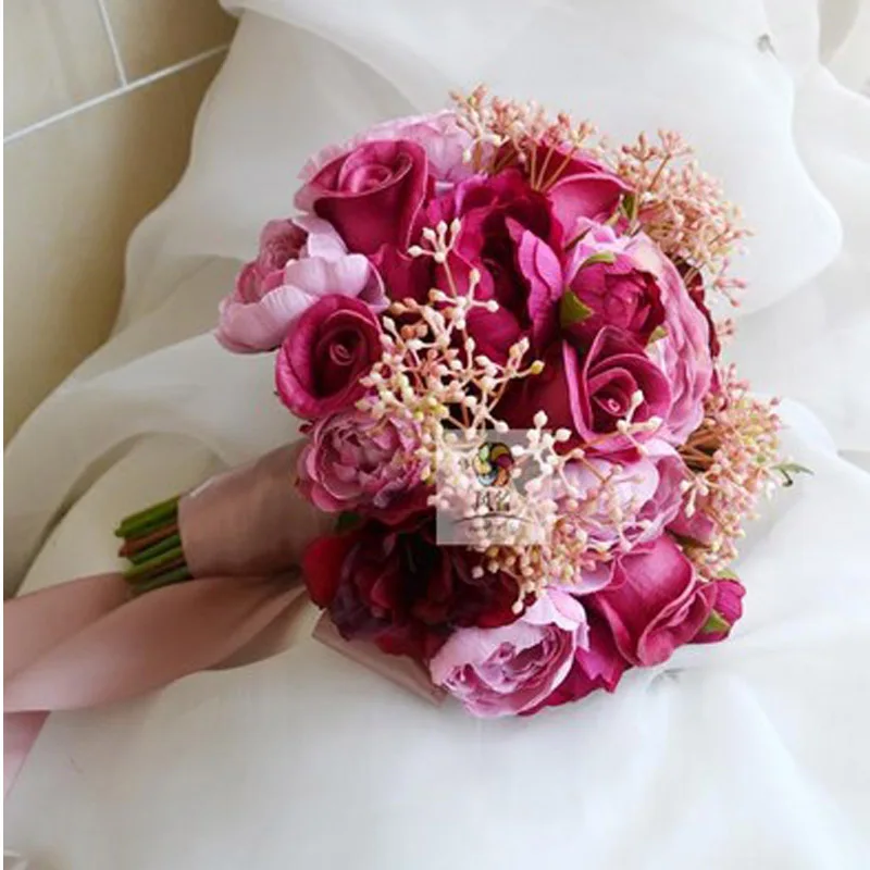 2019 корсаж Потрясающие Свадебные цветы белые свадебные букеты искусственная роза букет