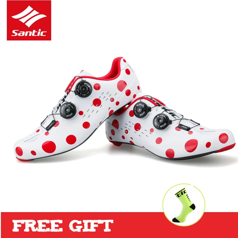 

SANTIC Road Cycling Shoes Men Carbon Fiber Outsole Shoes For Bike White Self-Locking Sports Bicycle Shoes Zapatillas Ciclismo
