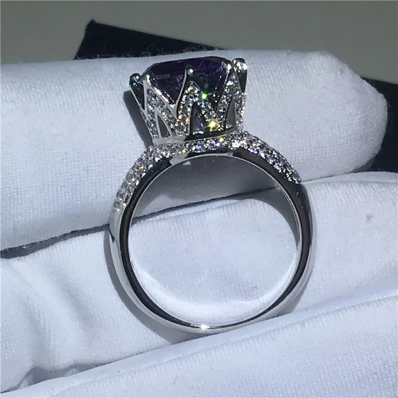 2 цвета Корона кольцо 925 пробы серебро 4ct AAAAA кубический цирконий обручальное