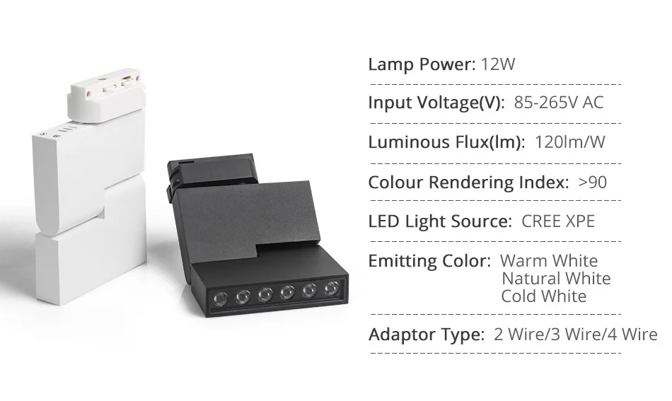 Modern LED Track Lights 12W Ceiling Rail Light Spotlight 2 Wire 3 Wire 4 Wire For Home Shoes Store Clothing Showrooms Lighting (3)