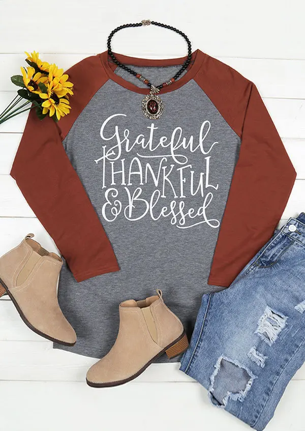 Прохладный Grateful благодарны Blessed женские футболки Топ женские мама осень красивые женские футболки Топы Горячая футболка