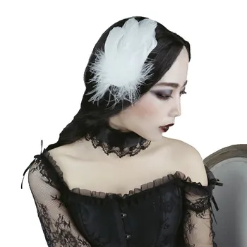 

2109 Novelty Punk Womens White Feather Headwear Victorian Cute Hair Claws For Girls Hair Accessories
