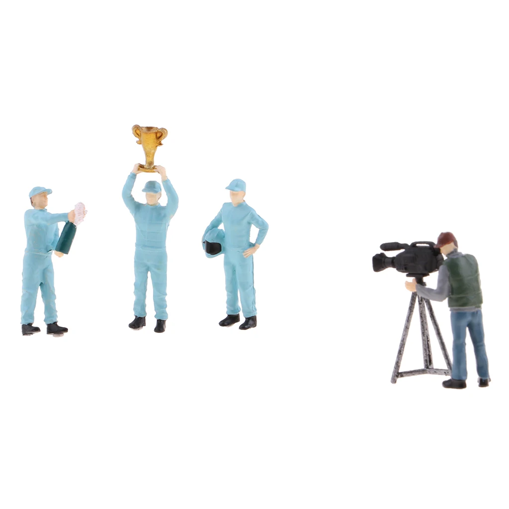 5pcs 1/64 Painted Race Car Driver and Cameraman People Figures Model DIY Accessories