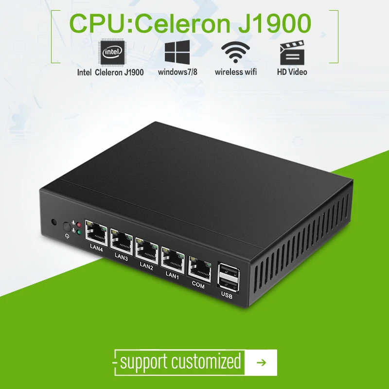 Intel celeron j1900 quad core mini pc Commercial Portable computer support win7/8.1/10 aluminium alloy fanless