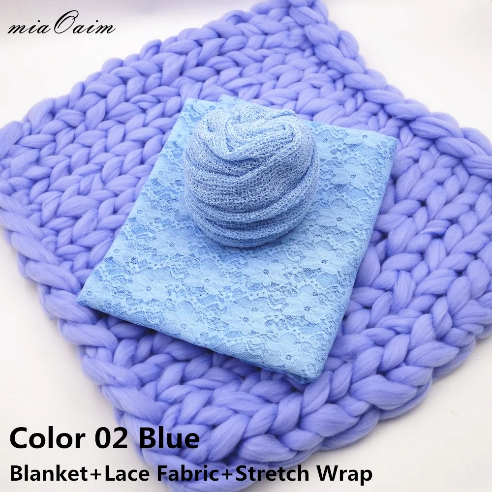 spesifikasi Buatan Tangan Selimut + Lace + Knit Stretch Penuh Set untuk Bayi Baru Lahir Fotografi Alat Peraga Menerima Selimut Keranjang Mengisi