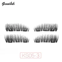 Genailish Magnetic eyelashes 4pcs/pair 3D False Eyelashes magnet lashes Handmade for Beauty Makeup KS05-3