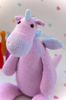 

crochet Baby Dragon. Crochet Amigurumi Animal Dragon Dinosaur toy doll rattle