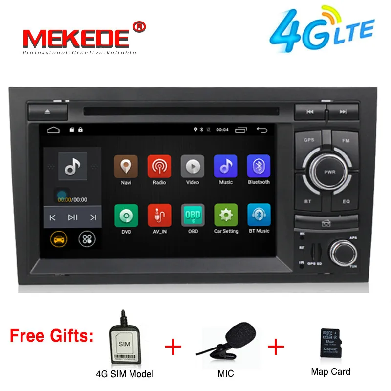 

Quad Core Android 7.1 GPS Radio Car DVD Player for Audi A4 S4 B6 B7/RS4 2002 2003 2004 2005 2006 2007 2008 4G WIFI free MAP MIC