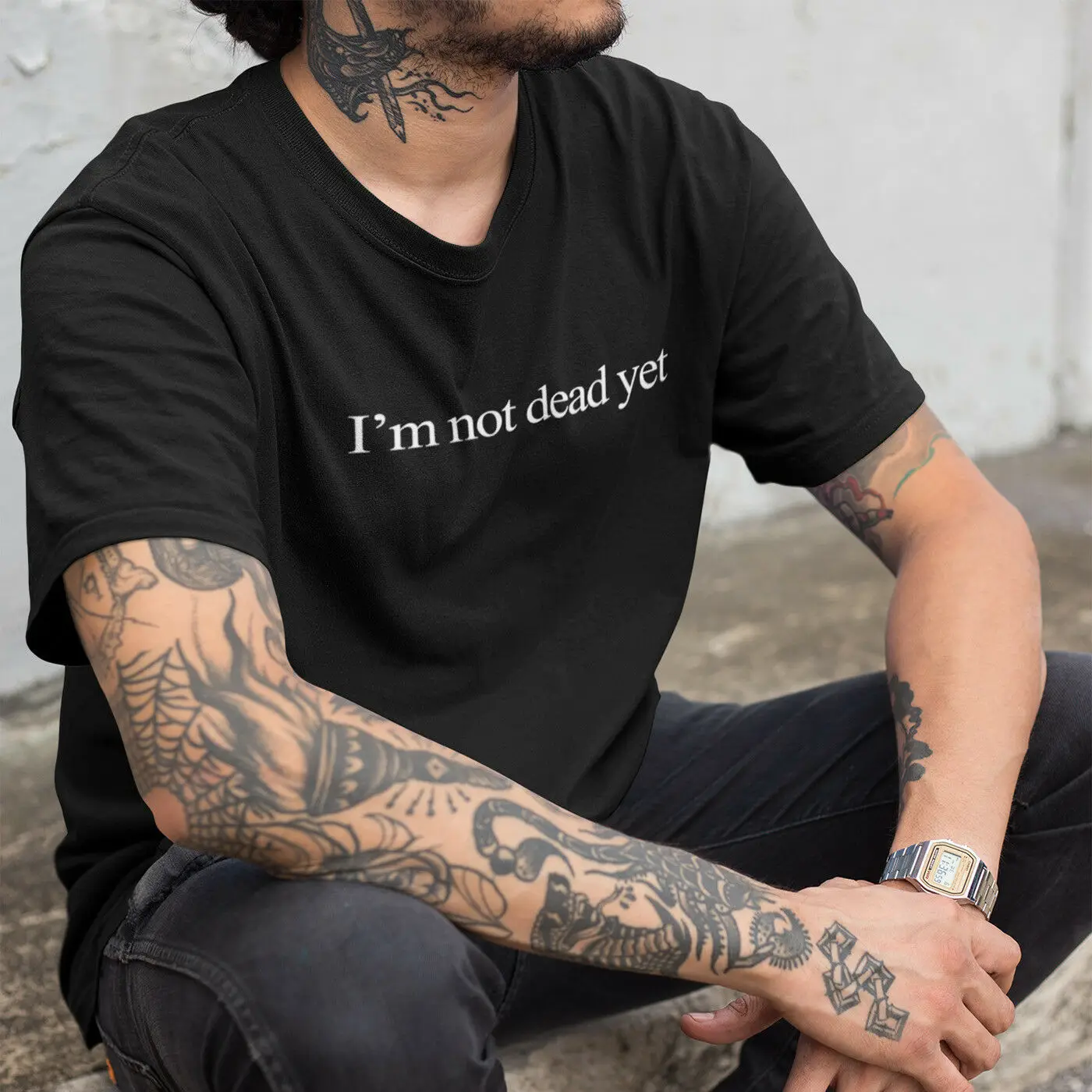 

I'm Not Dead Yet Tshirt Funny Letter Print Humor Tee Cotton US Size2019 fashionable Brand 100%cotton Printed Round Neck T-shirts