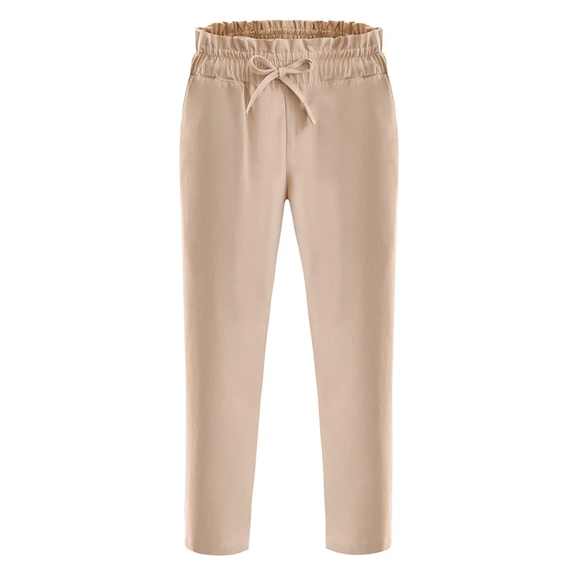 AcFirst Summer Women Fashion Khaki Black Long Loose Pants Harem Pants High Waist Calf Length Female Pants Casual Cotton AcFirst Summer Women Fashion Khaki Black Long Loose Pants Harem Pants High Waist Calf Length Female Pants Casual Cotton