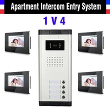 Apartment Intercom System 7 Inch LCD 4 Apartment Color Video Door Phone Intercom System Video Intercom