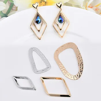 

Diy jewelry making 20pcs/lot Porous geometry rhombus shape alloy floating locket charms earring pendants accessory