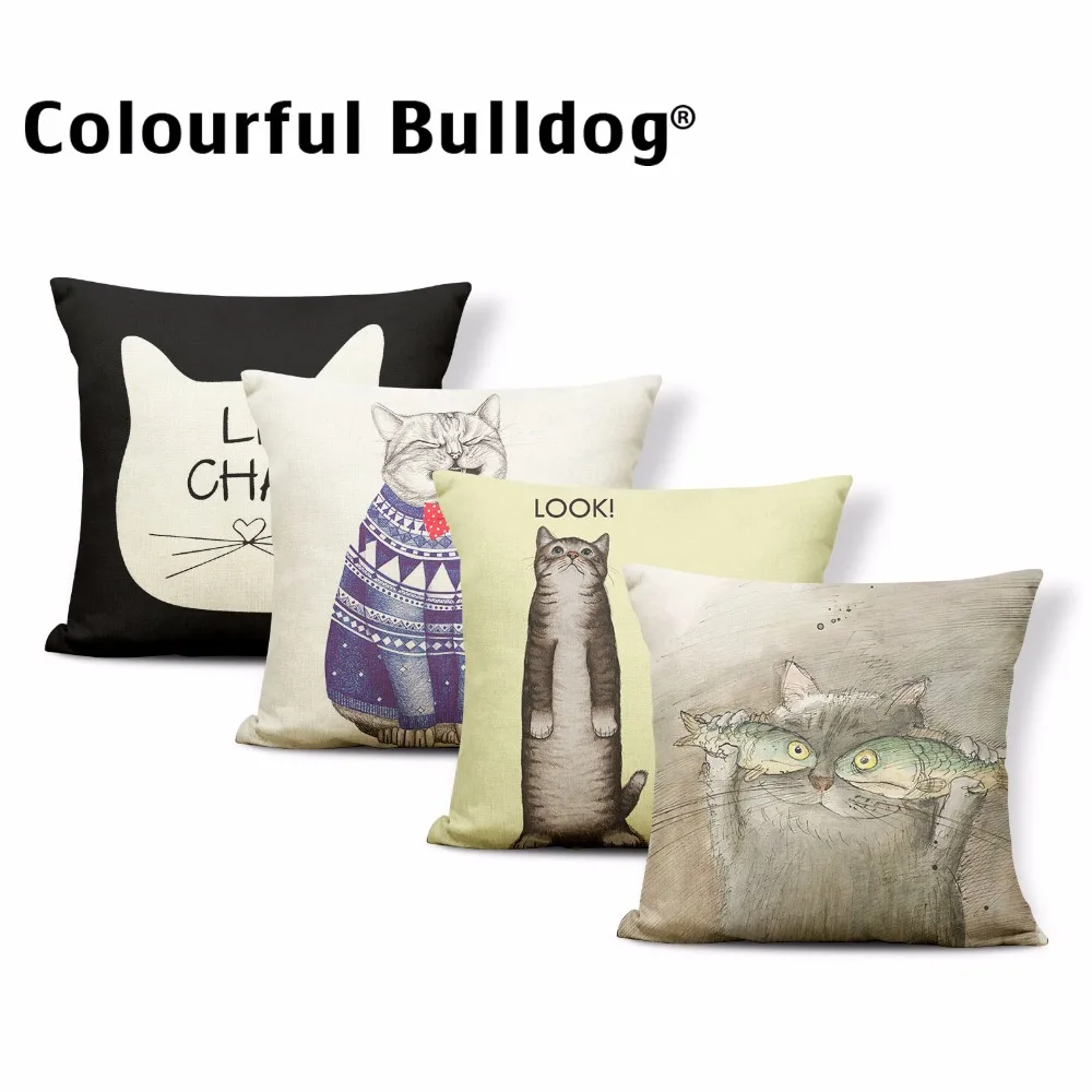 

Cat Siamese Cushion Pillow Pet Sweater Bow Tie Pillowcase Goldfish Fish Tank Beds Decorator Throw Case 45X45Cm Polyester Printed