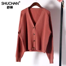 Shuchan Women Cardigan Knit Sweater Women V-Neck Office Lady Female Cardigan Fall Womens Long Sleeve Cardigan korean style women Shuchan Women Cardigan Knit Sweater Women V-Neck Office Lady Female Cardigan Fall Womens Long Sleeve Cardigan korean style women