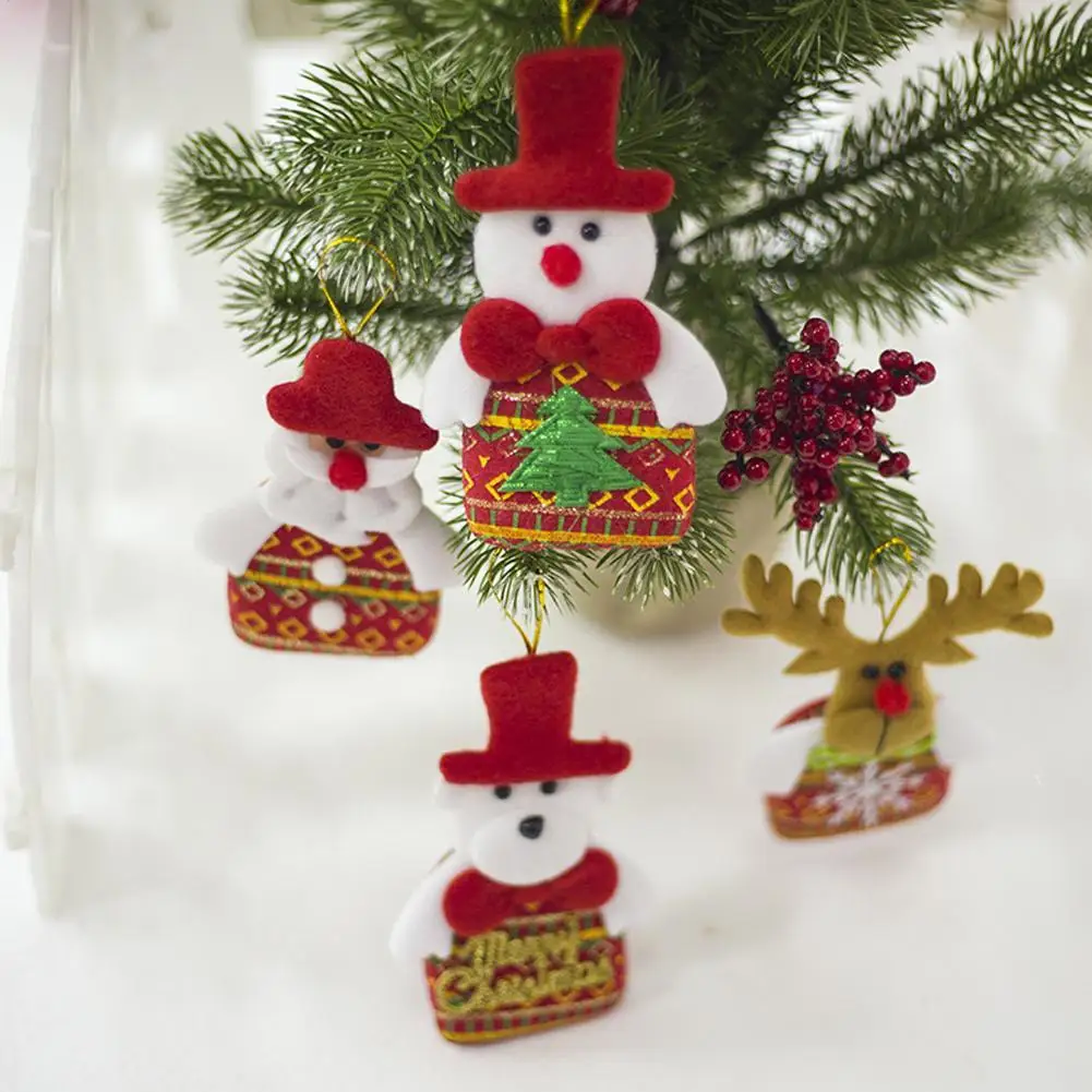 

Christmas Fabric Plush Doll Pendant Christmas Tree Cute Doll Pendant Home Fabric Ornament Snowman Santa Claus Hanging Decoration