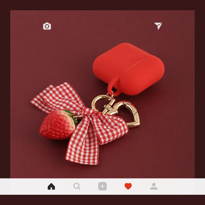 Кулон Клубника Защитный чехол для AirPods 1/2 силиконовый Bluetooth наушники зарядное