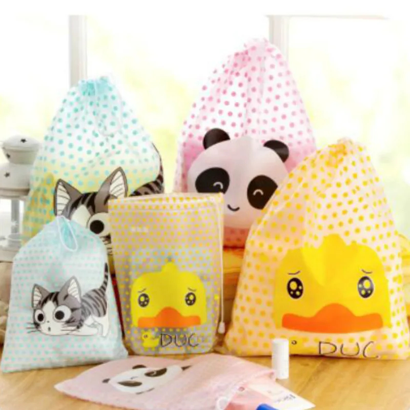 1 قطع لطيف الكرتون للماء pvc الرباط تخزين الأحذية الداخلية أشتات التجميل ماكياج الحقيبة حقيبة سفر الأمتعة المنظم