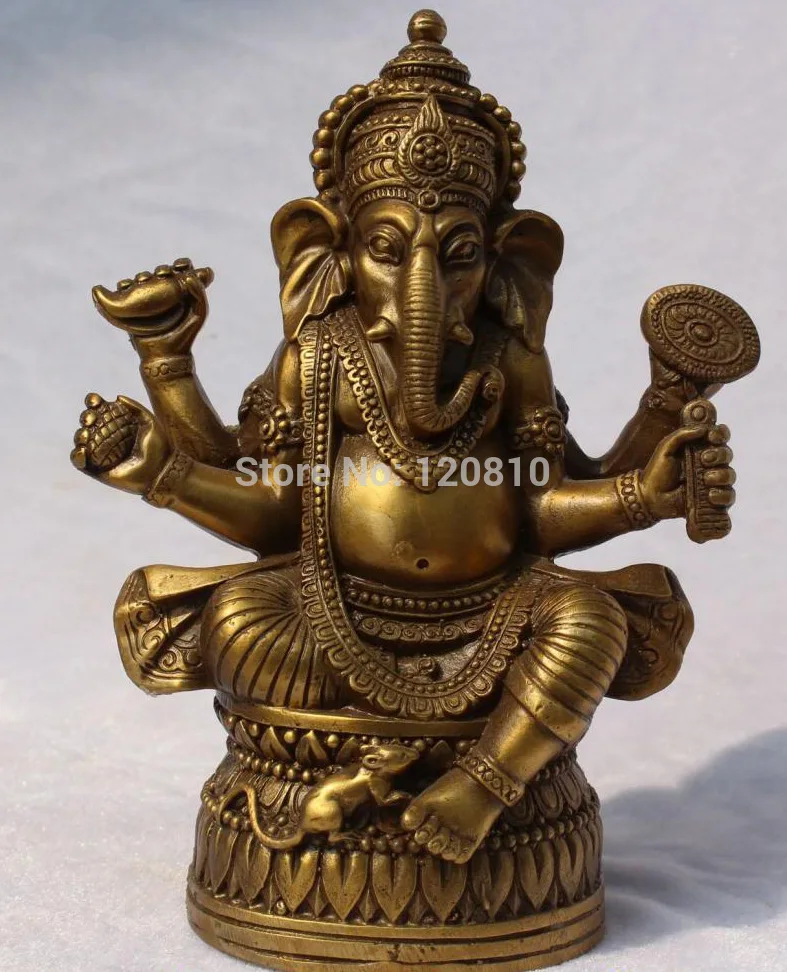 

18CM Tibetan Religions Bronze Ganapati Ganesh Lord Ganesha Buddha Statue