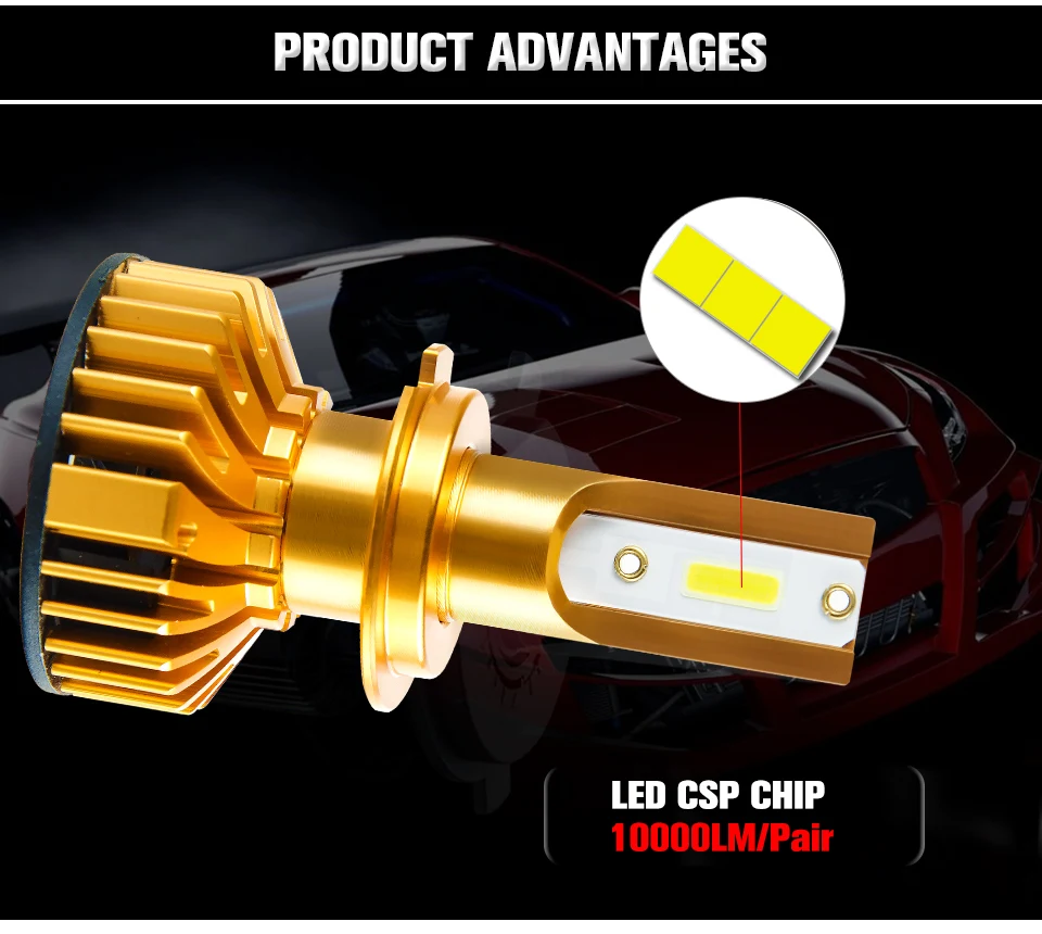 LED H7 ampoule Canbus Car headlight H4 H1 H11 H8 9005 9006 Hi Lo Beam araba aksesuar auto 12V 24V DOB 10000LM 72W With decoder (3)