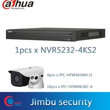 Dahua NVR комплект системы NVR5232-4KS2 32CH и 16 шт IPC-HDW4636C-A 6MP ip-камера и 4 шт IPC-HFW4636M-I1 6MP cctv камера