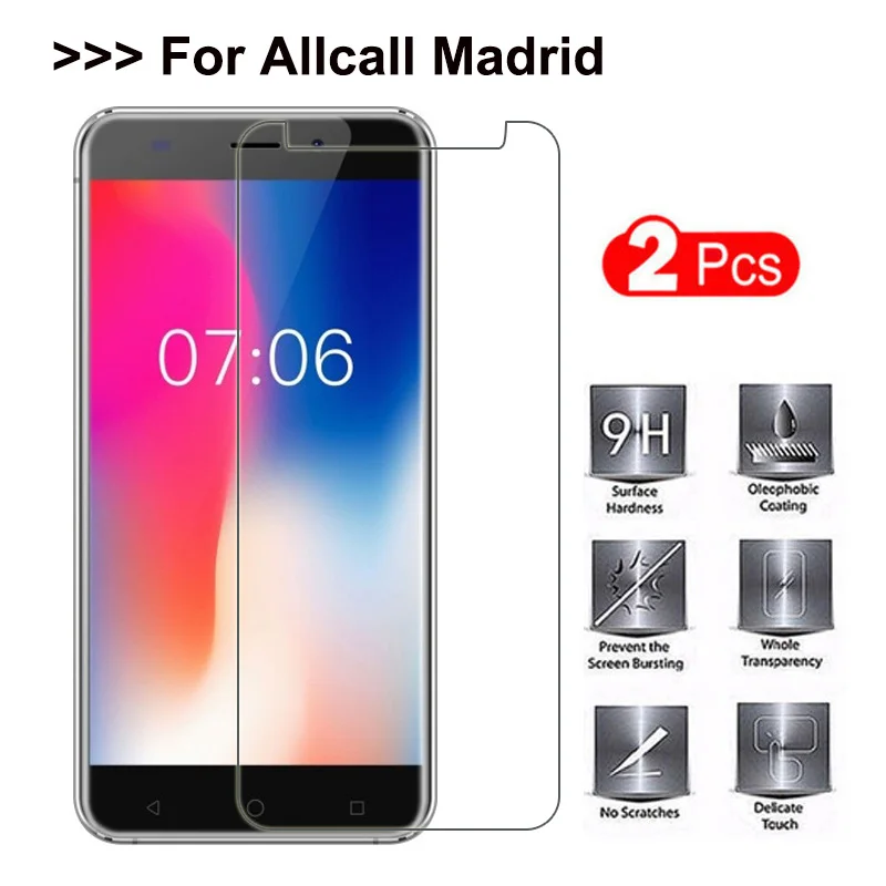 

2PCS Allcall Madrid Screen Protector 2.5D 0.26mm 9H Premium Tempered Glass For Allcall Madrid 5.5 inch Toughened protective film