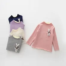 HOT Sale Autumn Winter fluff Baby Girl Blouses kids girls tops 2016 NEW Fashion Cotton Long Sleeve Bottoming Shirt for Girls