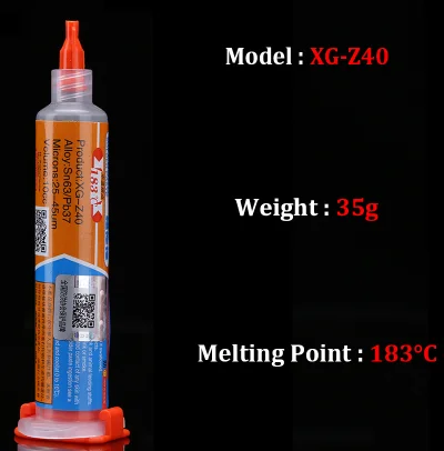 Паяльная паста Флюс XG-80/50/30/40/Z40 припой оловянный Sn63/Pb67 для мобильного телефона паяльник монтажная плата ремонт - Цвет: XG-Z40 35g