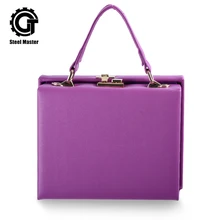 Женская сумка фиолетовая квадратная коробка кожаная сумка металлическая кнопка модные сумки