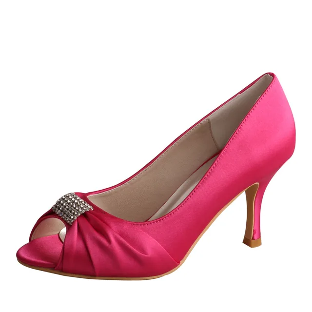 Buy Hot Pink Shoes Women Heels Peep Toe for Wedding
