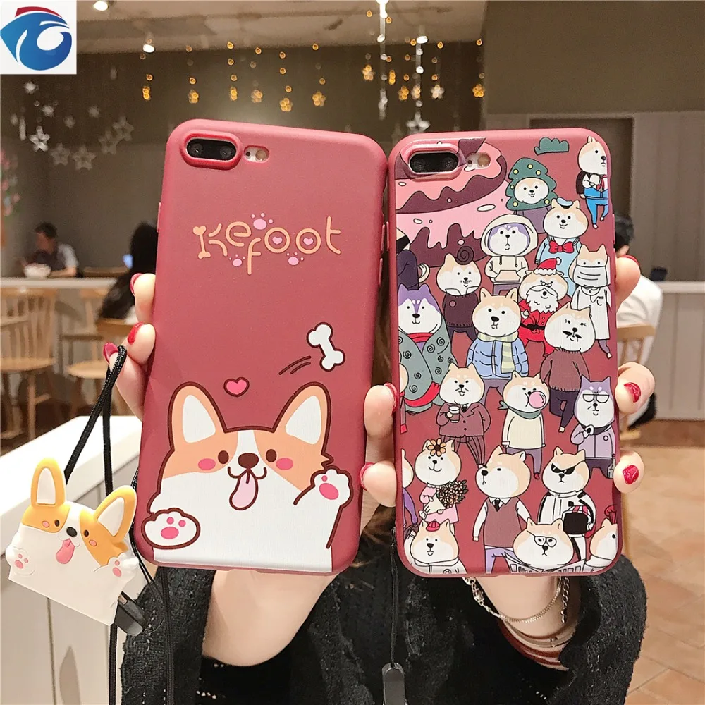 Cute puppy shell For iPhone 6S 7S 7Plus 7Plus 8 Plus XRXS MaxProject Soft shell airbag bracket   TPU Protection Anti-fall Phone case8