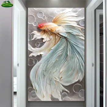 

Blue Fish Diamond Painting Cross Stitch Full Magic Square Diamond Embroidery Europe Home Decoration Wall Art Decoration Series