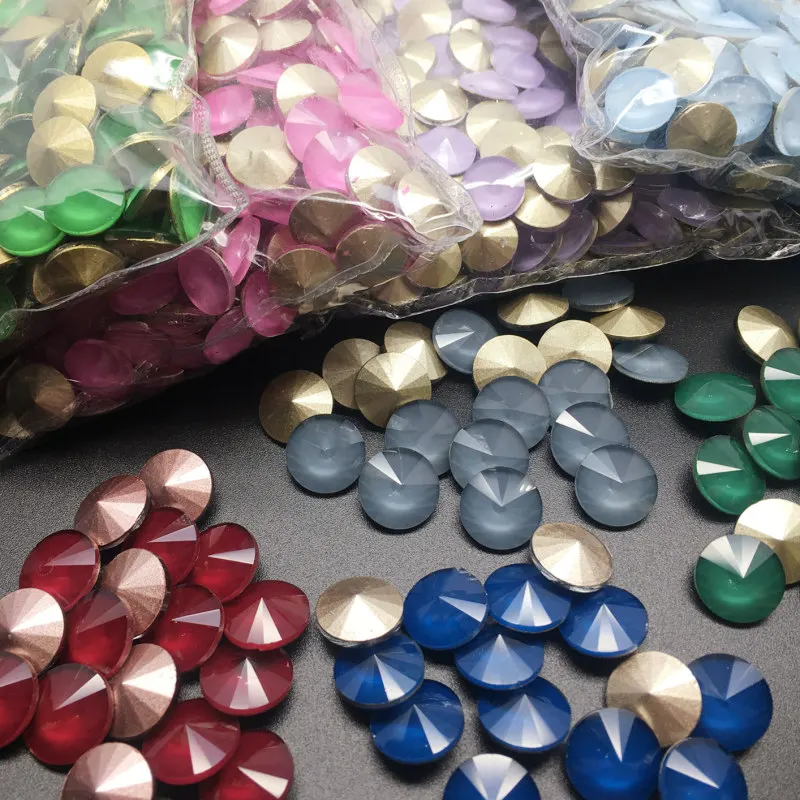 

New Mocha Colors Crystal 12mm 45PCS RIVOLI CRYSTAL POINTED BACK Rhinestones Round Glass Crystal Stone Dress Making