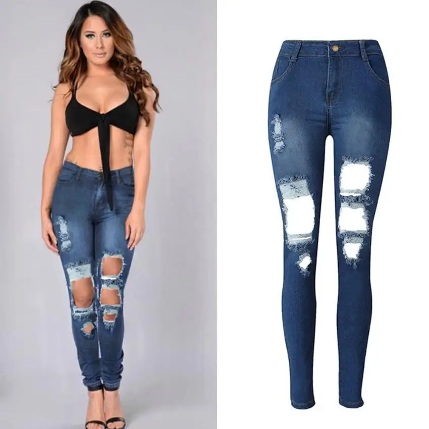 

2017 Newly Womens Denim Skinny Jeans Stretch Pencil Trousers Slim Long Pants Dropshipping L623