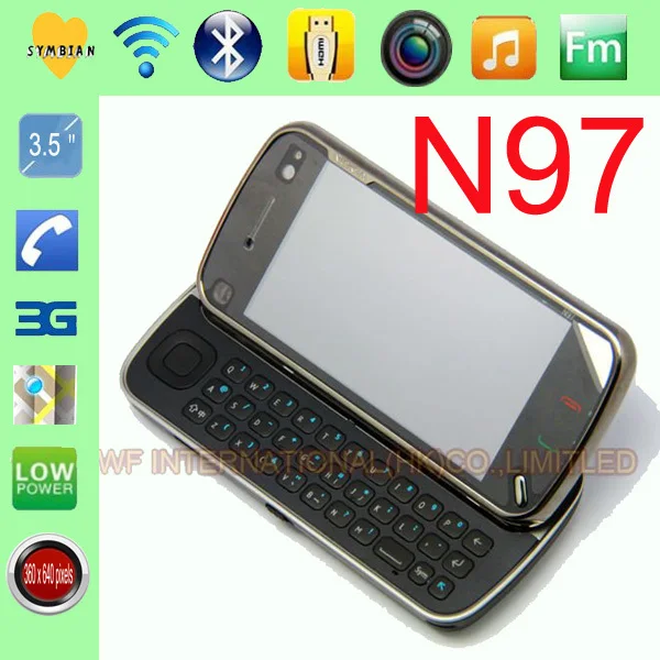 

100% Original Nokia N97 32GB ROM Mobile Phone 3G GPS WIFI 5MP Bluetooth Unlocked Smartphone & One year warranty