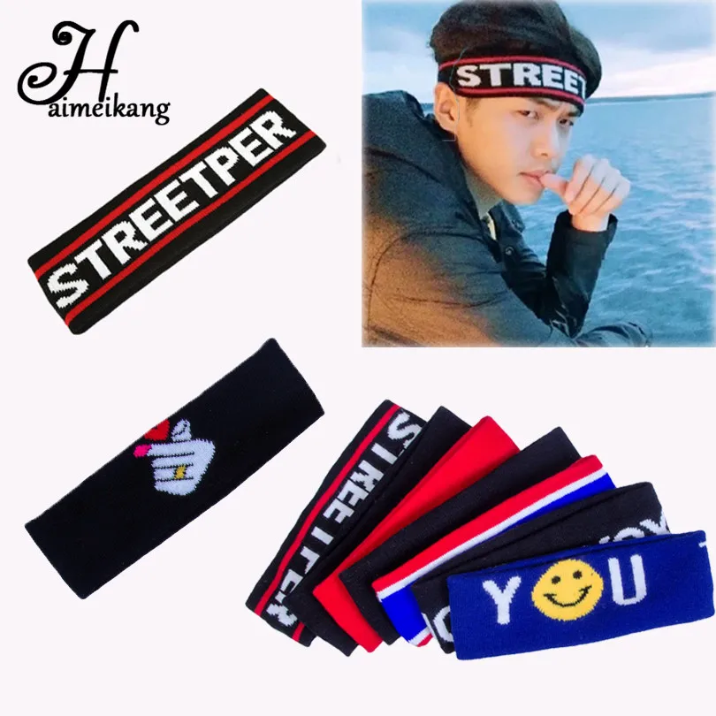 

Haimeikang Harajuku Style Autumn Winter Headwear for Unisex Sport Letter Print Knitting Headband Hair band Hair Accessories
