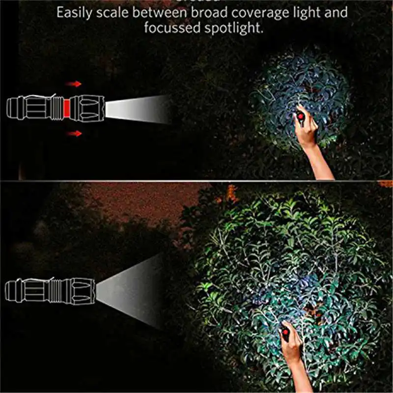 powerful led flashlight torch flashlight t6 Outdoor Flashlight Torch 3 modes Zoom Tactical 14500 Lamp laser pointer #$S10 (9)