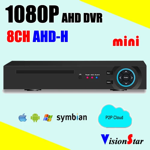 H.264 AHD dvr 8ch 1080 P H гибридный 5 в 1 Onvif p2p XVI UTC управления видеонаблюдения Автономный