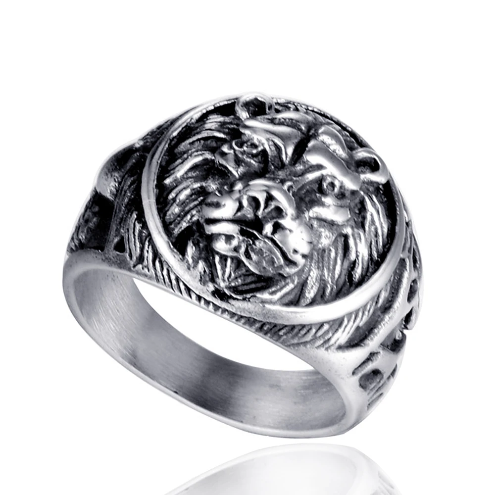 Мужское Винтажное кольцо из нержавеющей стали с головой льва металл рок панк