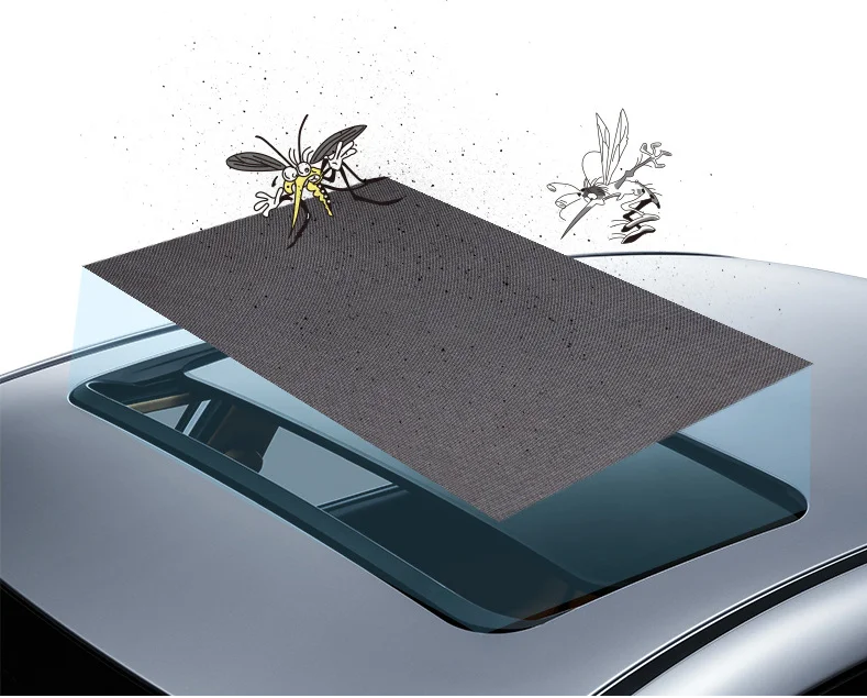 

95X55 CM 1PC Car Sunroof Cover Sun Visor Mesh Mosquito Dustproof UV Protection Car Mesh Sunshade for Car Sunroof Black