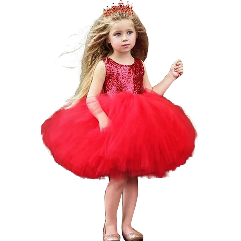 

New 2019 Summer Sequins Backless Costumes Kids Dresses For Girls Clothing Birthday Girls Dress Party Wedding Tutu Princess Dress