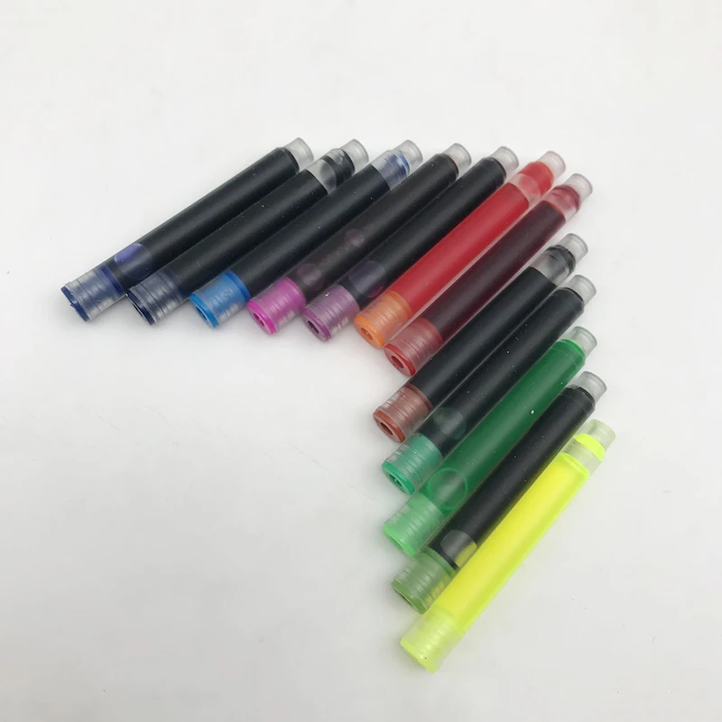 

10pcs Jinhao Universal Portable Ink Cartridge 12 Colors for Choose Non-carbon Fountain Pen Refill 2.6mm Caliber Colored Ink